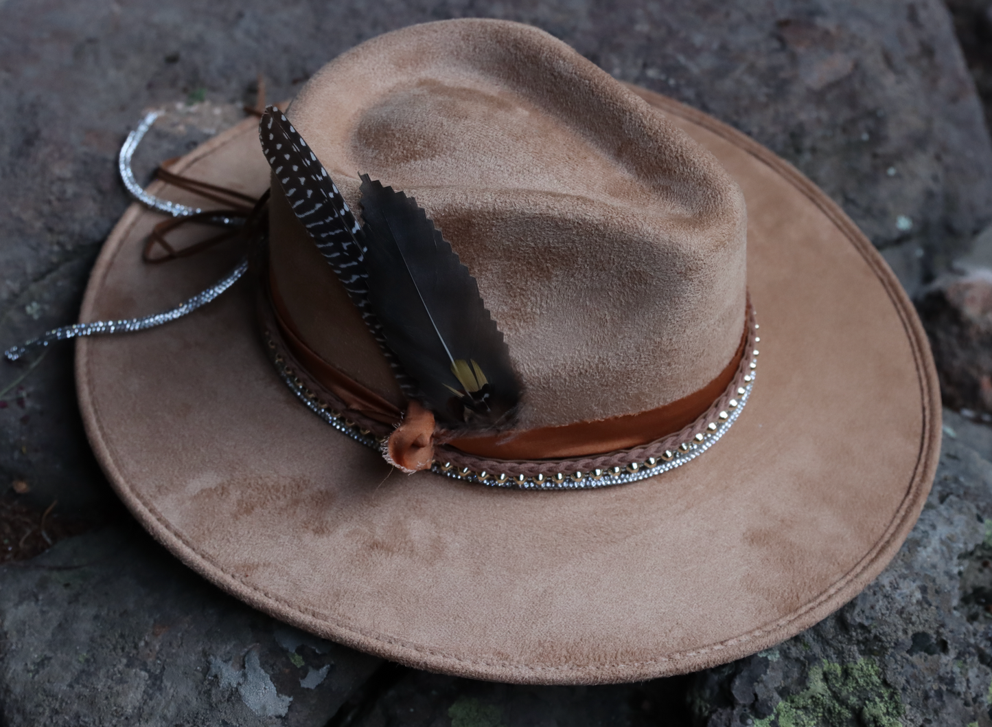 Boho Fedora, Wide Brim Fedora, Vegan Suede Boho Hat