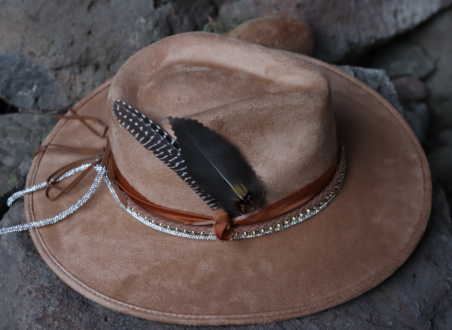 Boho Fedora, Wide Brim Fedora, Vegan Suede Boho Hat