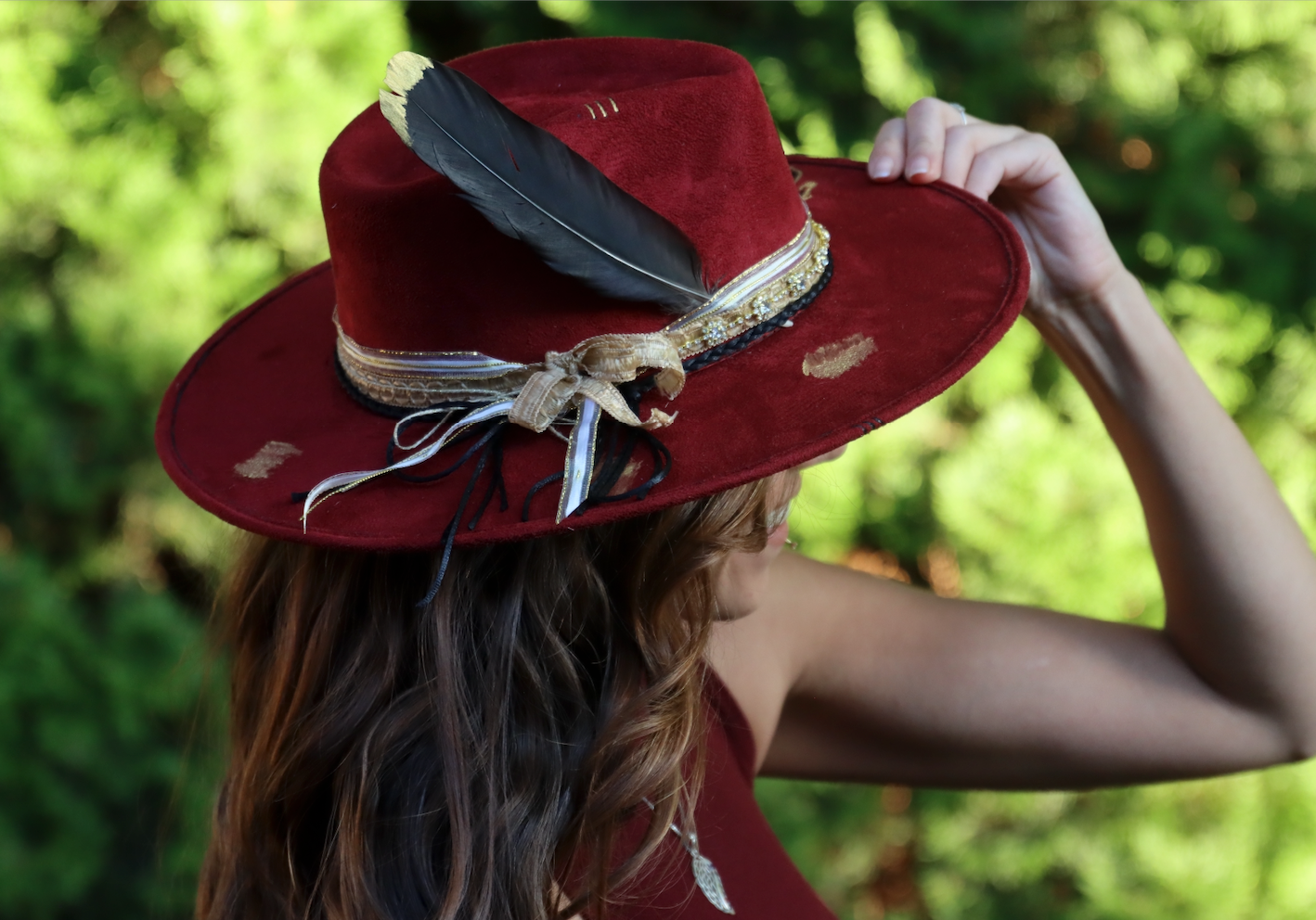 Unique Dragon Red, Black & Gold Fedora hat