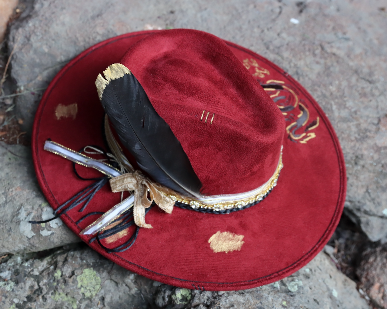 Unique Dragon Red, Black & Gold Fedora hat
